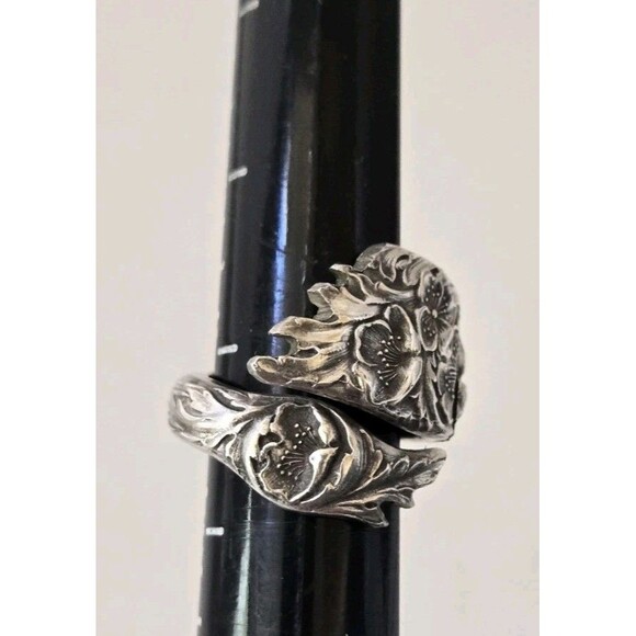 Vintage 1881 Rogers A1 Sterling Silver large Flower Spoon Ring Adjustable Sz:7.5 - Picture 11 of 12